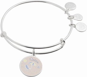 Alex and Ani Occasions Expandable Bangle for Women, Happy Retirement Charm, Shiny Silver Finish, 2 to 3.5 in