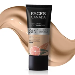 All Day Hydra Matte Foundation, 24HR Aloe Hydration, SPF 30, Medium-High Coverage, Absolute Ivory 012, 25ml (Golden Beige 032)