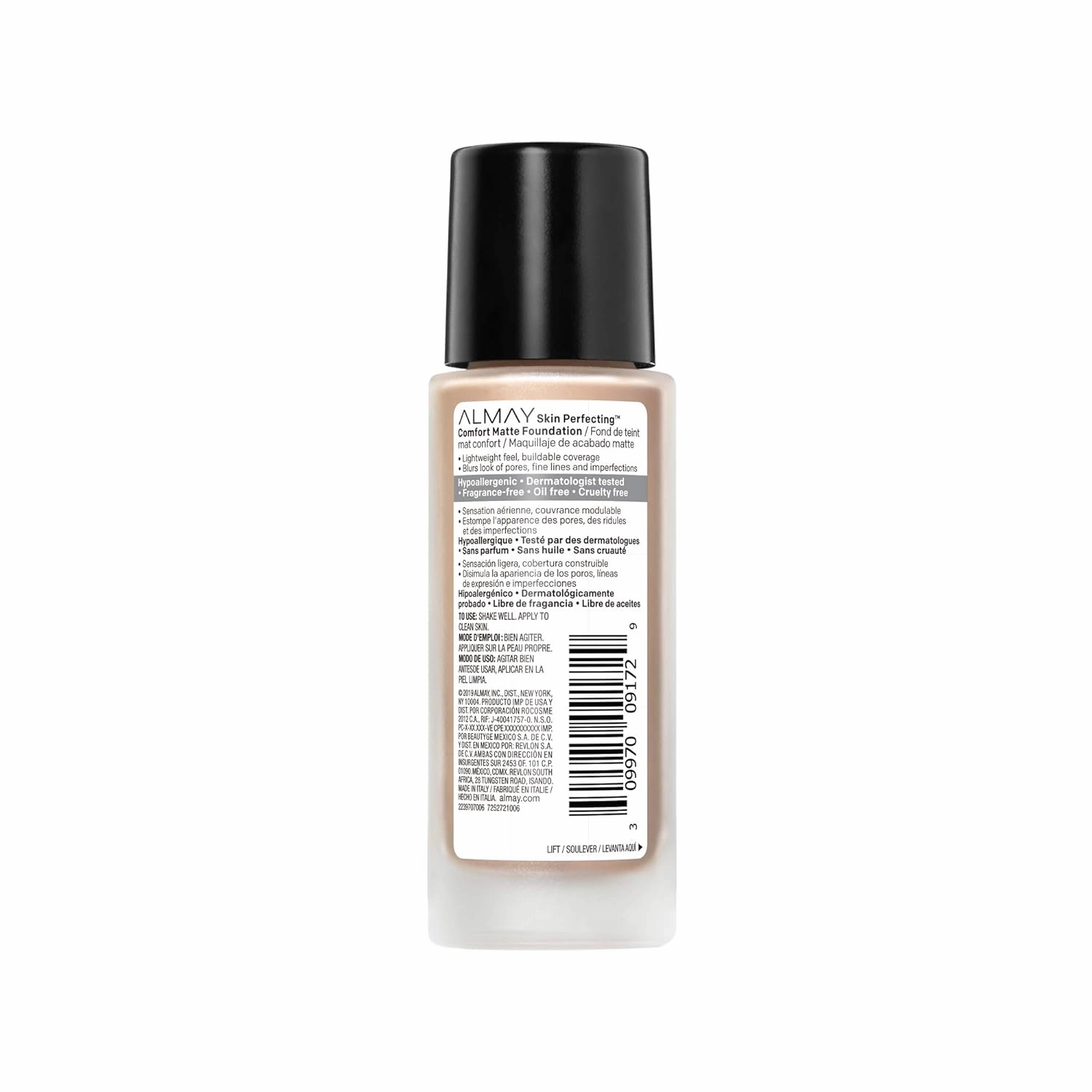 Almay Skin Perfecting Comfort Matte Foundation Liquid Makeup, Hypoallergenic, Cruelty- & Fragrance-Free, Dermatologist-Tested, 150 Cool True Beige, 1 fl oz
