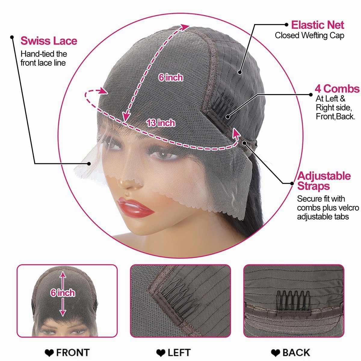 ANDRIA 13x6 HD Lace Front Wigs 200% Density Pink Straight Glueless Lace Wig Light Pink Lace Frontal Wigs for Black Women Synthetic Heat Resistant Fiber Hair Wig With Baby Hair Pre Plucked 28 Inches