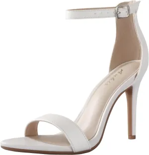 Ankis High Heels for Women 4 Inches, Black Nude Gold Stiletto Heels Open Toe Ankle Strap Heeled Sandals for Dressy Wedding Party