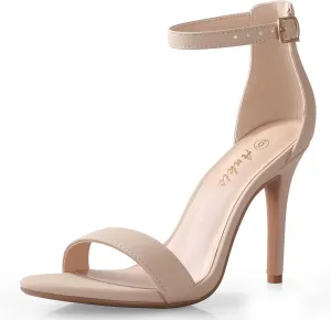 Ankis High Heels for Women 4 Inches, Black Nude Gold Stiletto Heels Open Toe Ankle Strap Heeled Sandals for Dressy Wedding Party