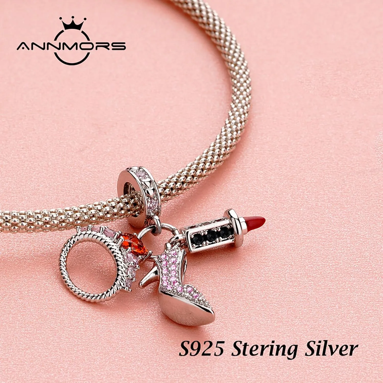 Annmors 925 Sterling Silver Charms for Bracelets and Necklaces Symbol of Color Dangle Pendants Beads Charms Jewelry Gift for Women