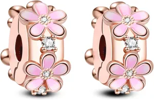 Annmors 925 Sterling Silver Stopper Clip Charms fit Bracelet Necklace Spacer Beads with 5A Cubic Zirconia Christmas Mother's Day Gift for Women