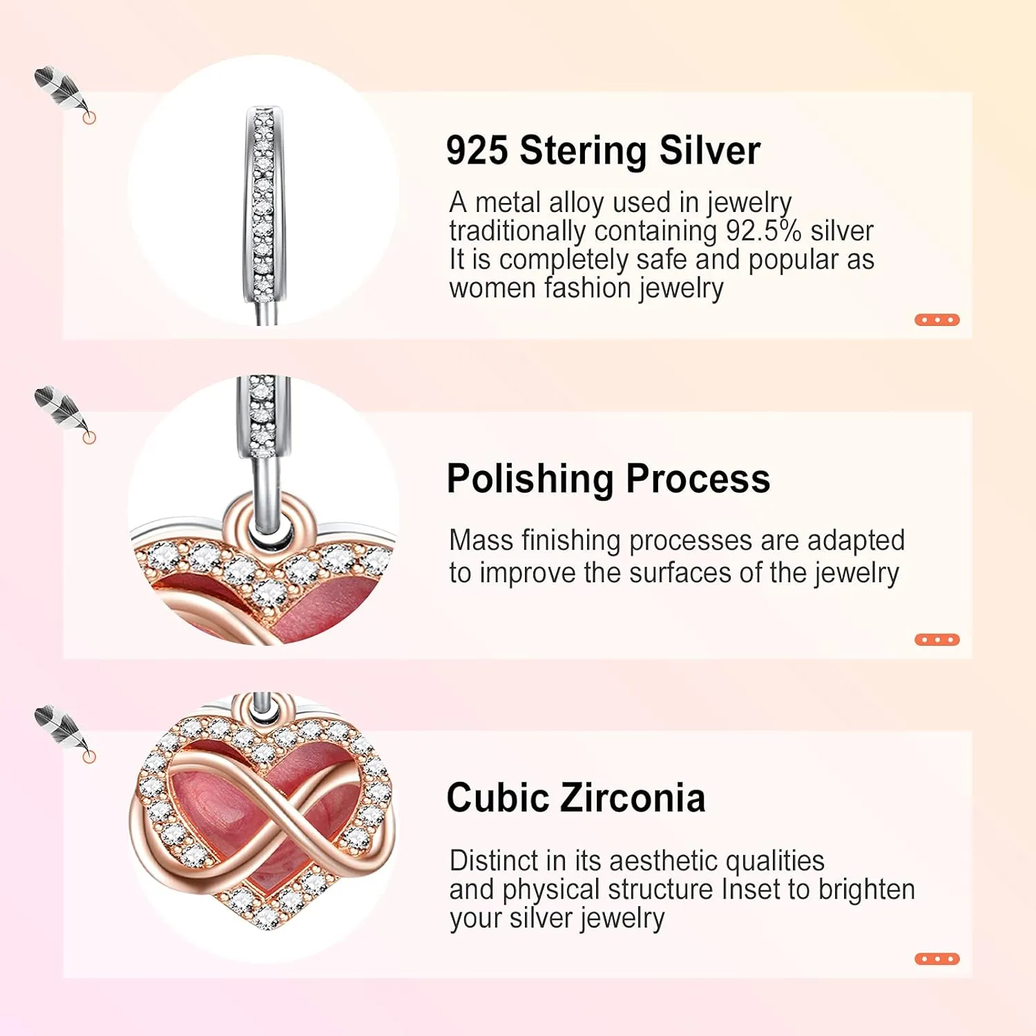 Annmors Jewelry Birthday Charms for Woman-925 Sterling Silver Dangle Pendant Bead with Cubic Zirconia,Jewelry Beads DIY Gifts for Women Bracelet & Necklace