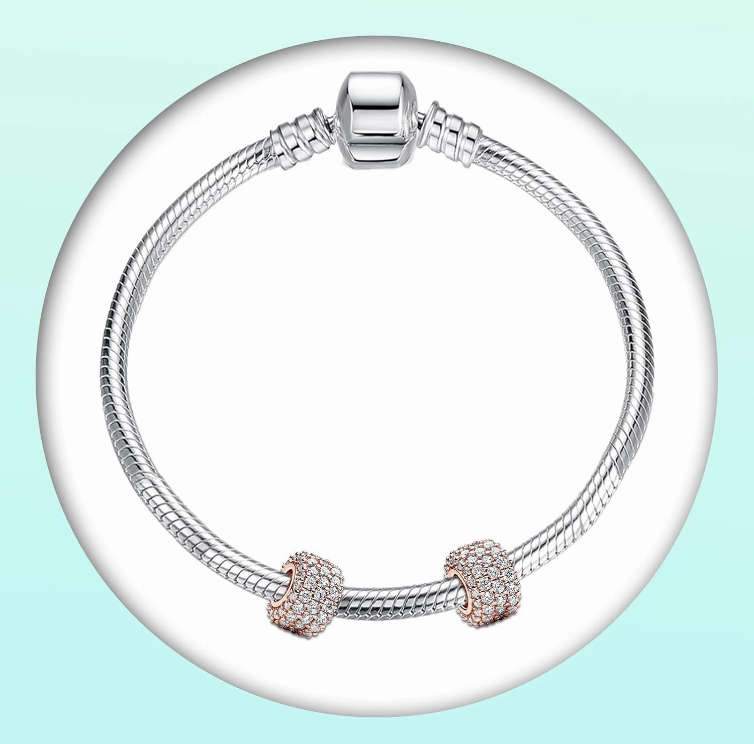 Annmors 925 Sterling Silver Stopper Clip Charms fit Bracelet Necklace Spacer Beads with 5A Cubic Zirconia Christmas Mother's Day Gift for Women