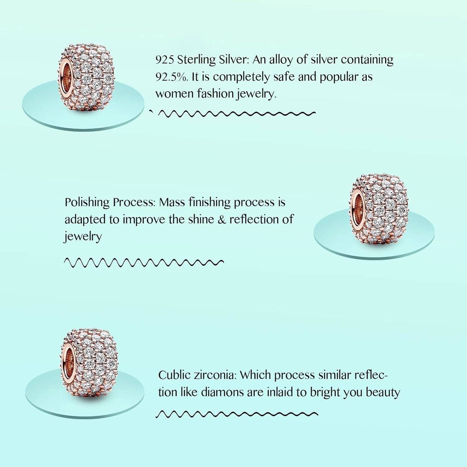 Annmors 925 Sterling Silver Stopper Clip Charms fit Bracelet Necklace Spacer Beads with 5A Cubic Zirconia Christmas Mother's Day Gift for Women