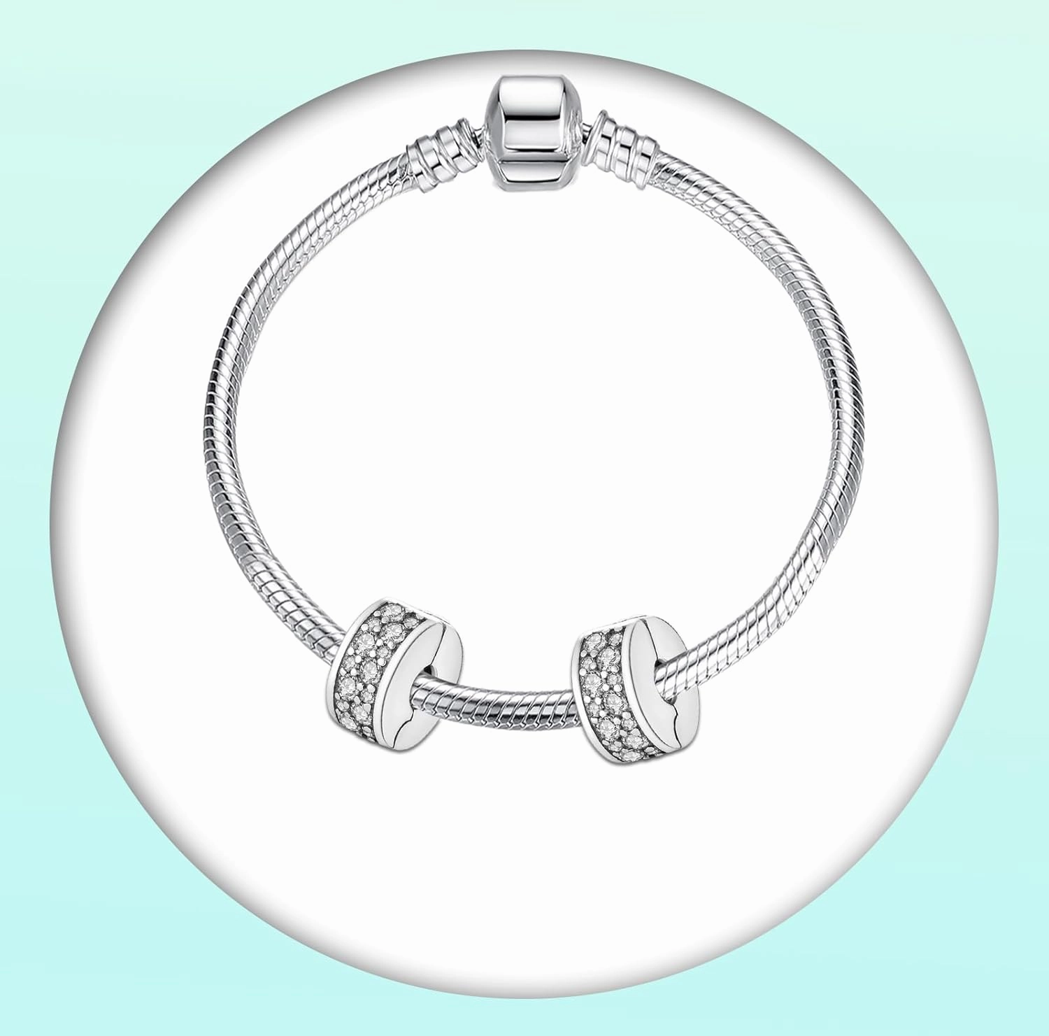 Annmors Charms Clips 925 Sterling Silver Stopper Charms fit Bracelets Necklaces Dangle Beads with 5A Cubic Zirconia Christmas Valentine Mother's Day Gift for Women