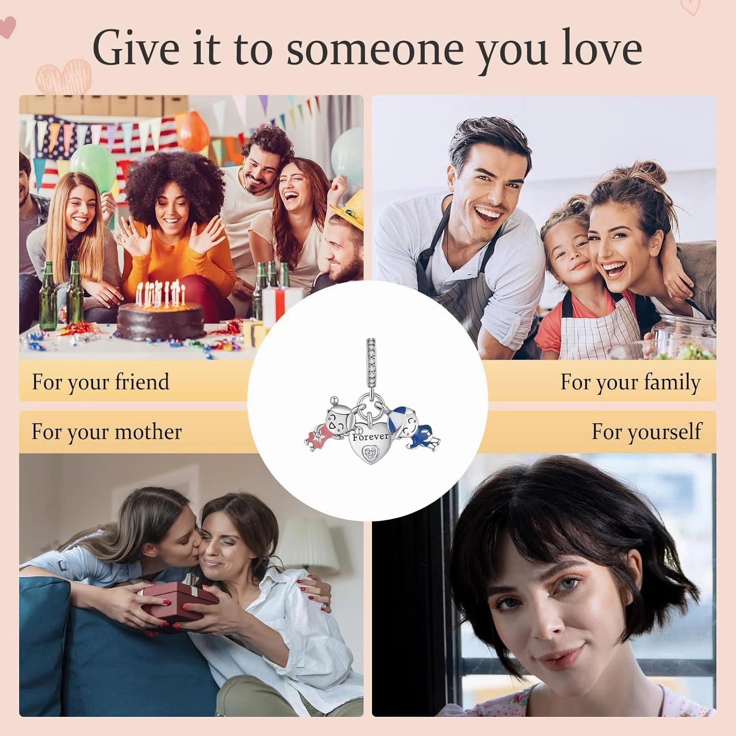 Annmors Charms for Bracelets Family Animal Safety Chains Nature Dangle for Women Bracelets & Necklace Pendant