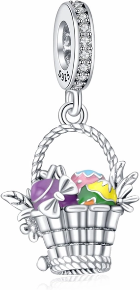 Annmors Easter Charms for Bracelets 925 Sterling Silver Rabbit & Egg Dangle for Women Bracelet & Necklace Pendant