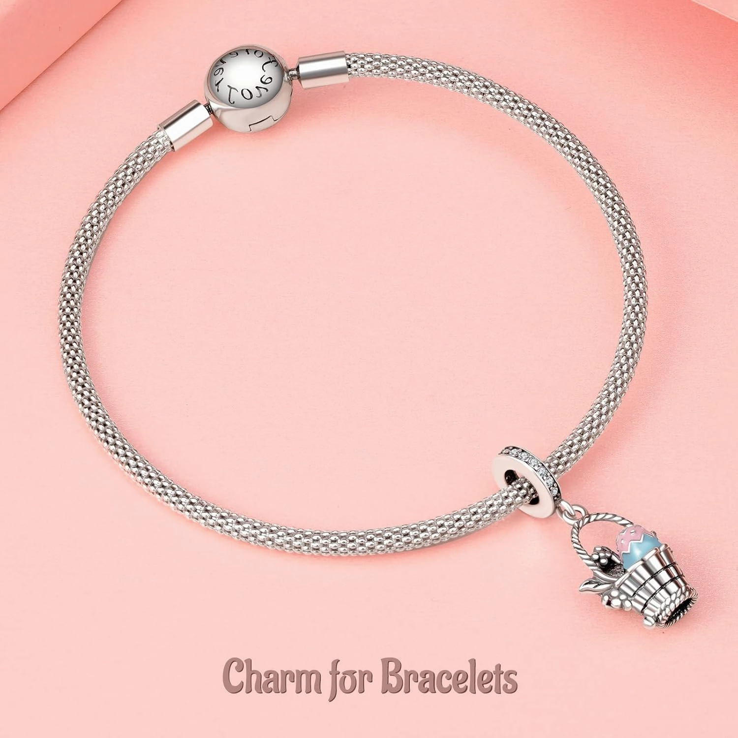 Annmors Easter Charms for Bracelets 925 Sterling Silver Rabbit & Egg Dangle for Women Bracelet & Necklace Pendant