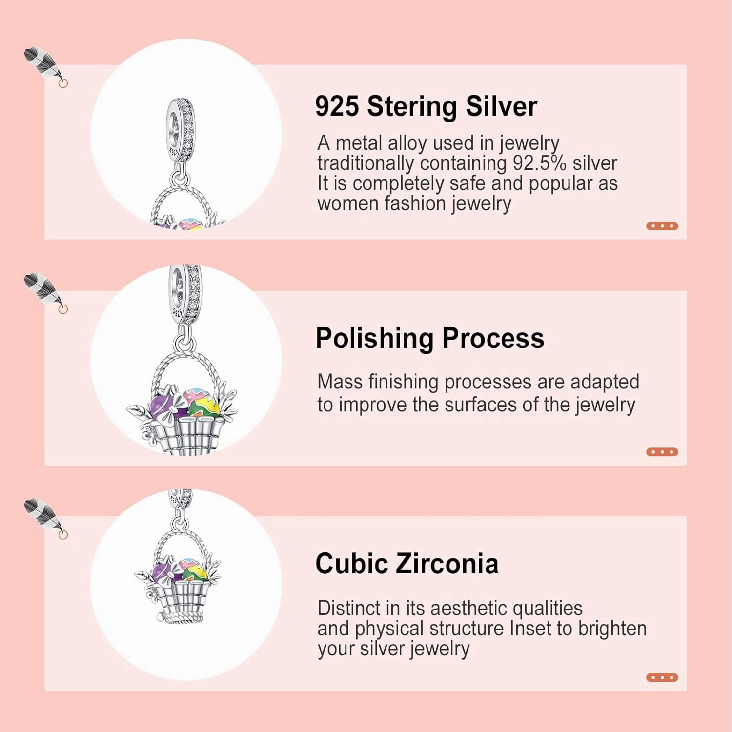 Annmors Easter Charms for Bracelets 925 Sterling Silver Rabbit & Egg Dangle for Women Bracelet & Necklace Pendant