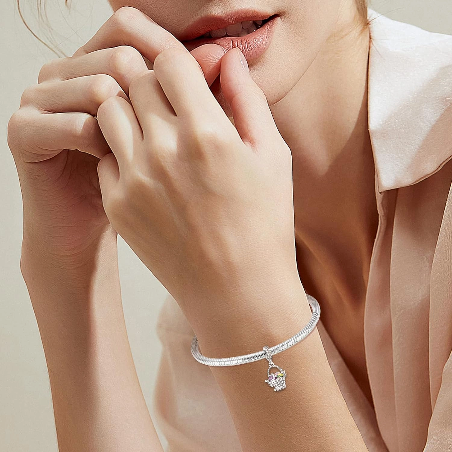 Annmors Easter Charms for Bracelets 925 Sterling Silver Rabbit & Egg Dangle for Women Bracelet & Necklace Pendant