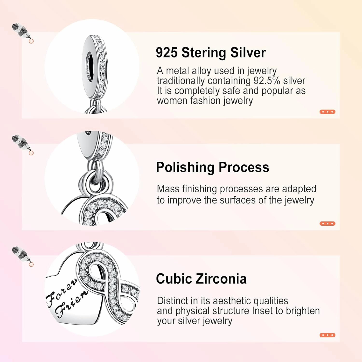 Annmors Jewelry Animals Charms for Woman-925 Sterling Silver Dangle Pendant Bead with Cubic Zirconia,Jewelry Beads DIY Gifts for Women Bracelet & Necklace