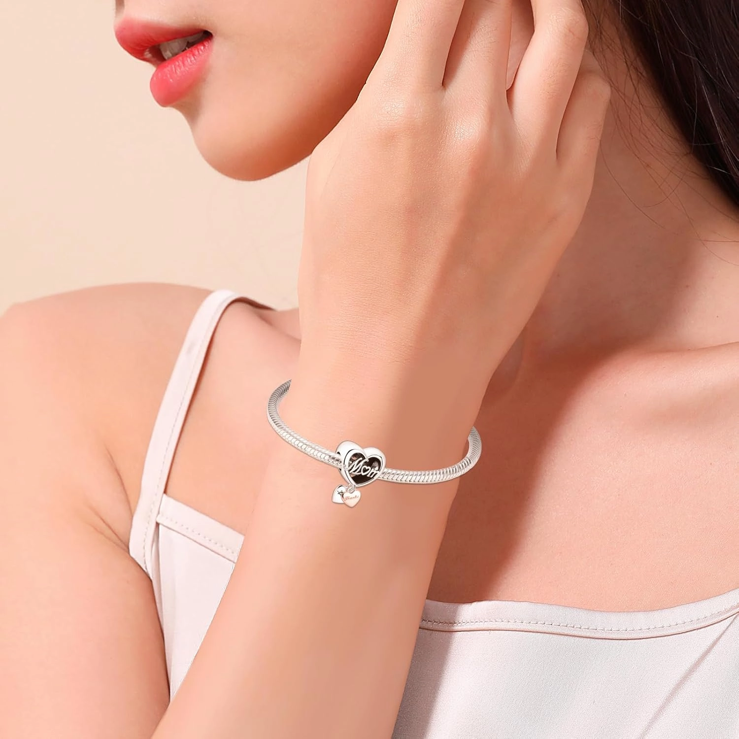 Annmors Jewelry Family Charms for Woman 925 Sterling Silver Dangle Beads with Cubic Zirconia,DIY Jewelry Beads Gifts for Women Bracelet & Necklace