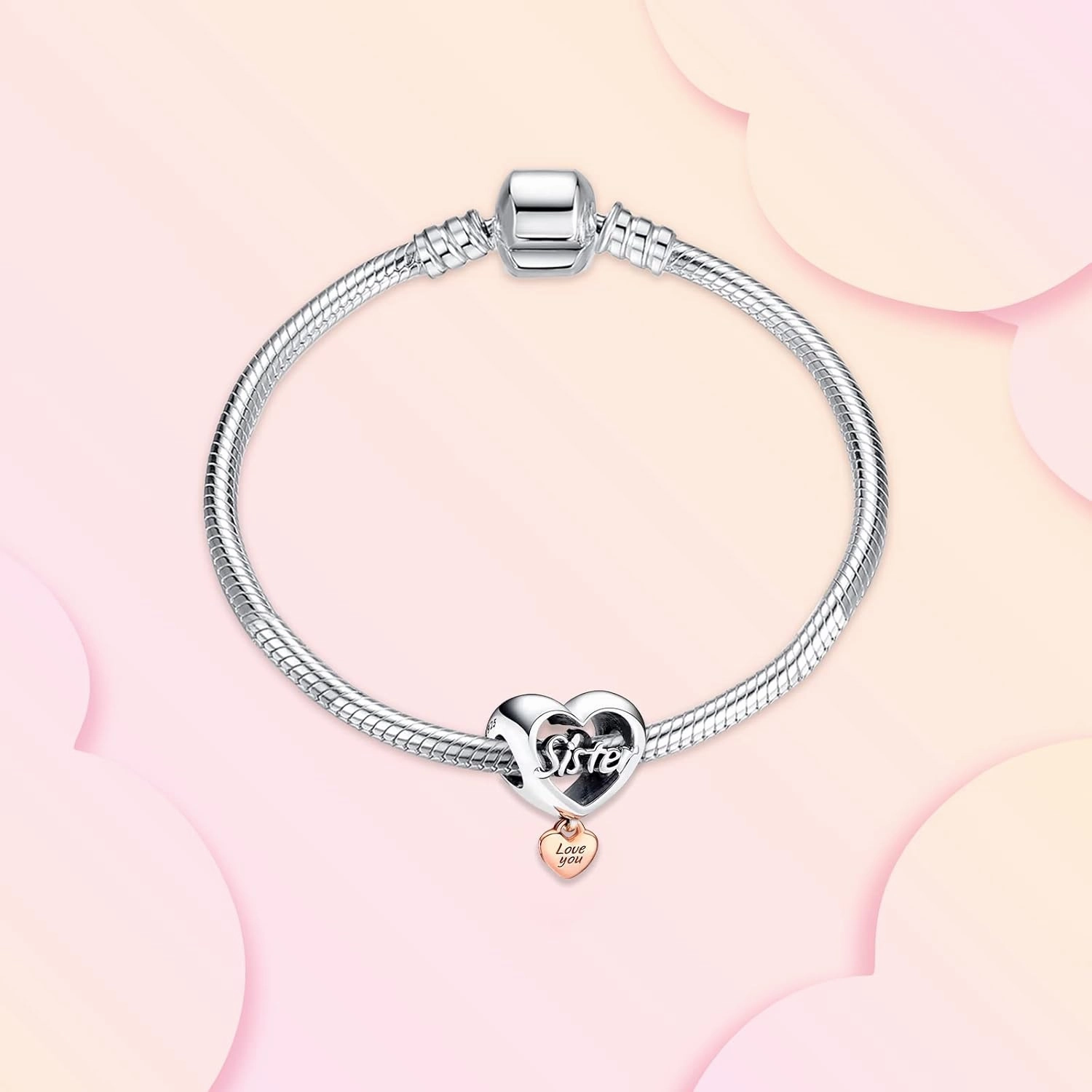 Annmors Jewelry Love Heart Charms for Woman-925 Sterling Silver Dangle Pendant Bead with Cubic Zirconia,Jewelry Beads DIY Gifts for Women Bracelet & Necklace