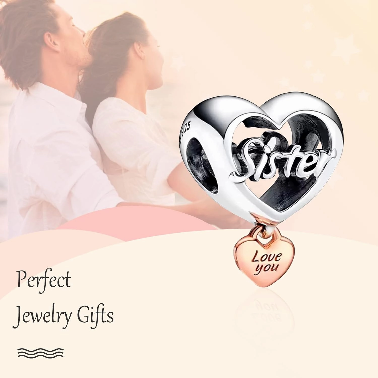 Annmors Jewelry Love Heart Charms for Woman-925 Sterling Silver Dangle Pendant Bead with Cubic Zirconia,Jewelry Beads DIY Gifts for Women Bracelet & Necklace