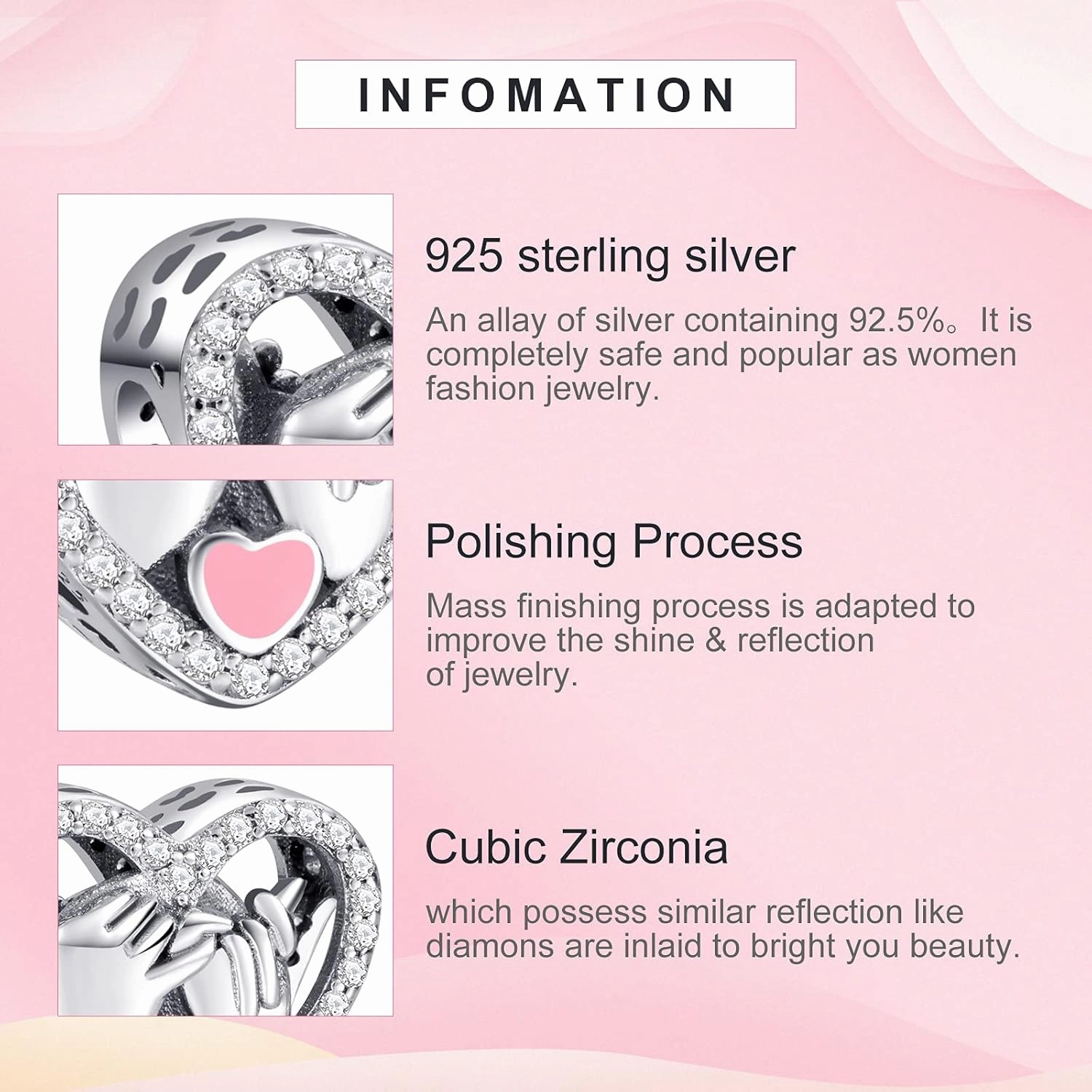 Annmors Jewelry Love Heart Charms for Woman-925 Sterling Silver Dangle Pendant Bead with Cubic Zirconia,Jewelry Beads DIY Gifts for Women Bracelet & Necklace
