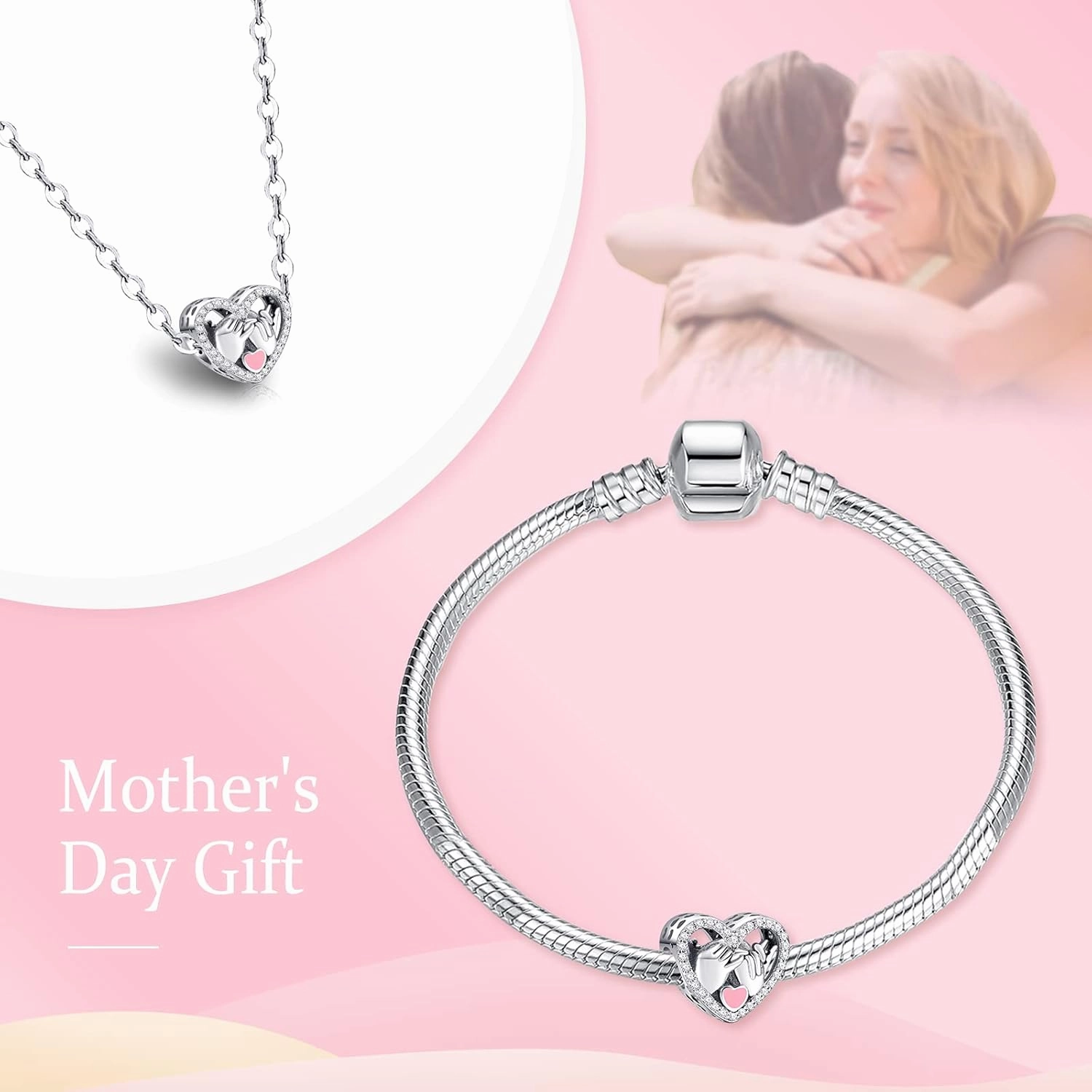 Annmors Jewelry Love Heart Charms for Woman-925 Sterling Silver Dangle Pendant Bead with Cubic Zirconia,Jewelry Beads DIY Gifts for Women Bracelet & Necklace