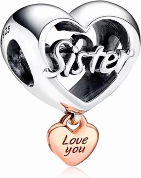 Annmors Jewelry Love Heart Charms for Woman-925 Sterling Silver Dangle Pendant Bead with Cubic Zirconia,Jewelry Beads DIY Gifts for Women Bracelet & Necklace