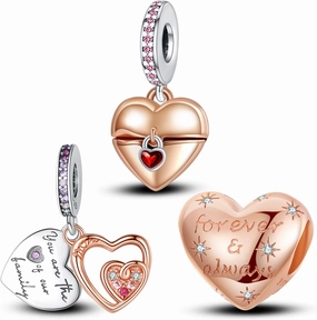 Annmors Silver Charms for Bracelets 925 Sterling Dragonfly Family Heart Love Dangle for Women Bracelet & Necklace Pendant