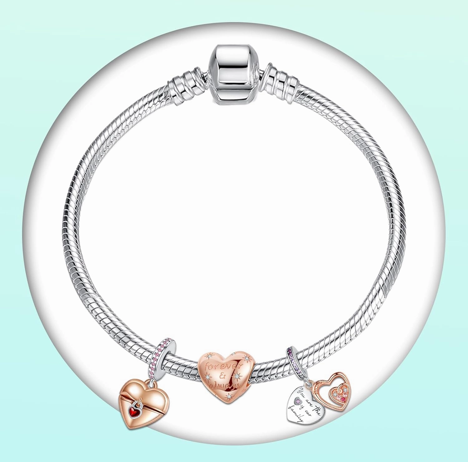 Annmors Silver Charms for Bracelets 925 Sterling Dragonfly Family Heart Love Dangle for Women Bracelet & Necklace Pendant