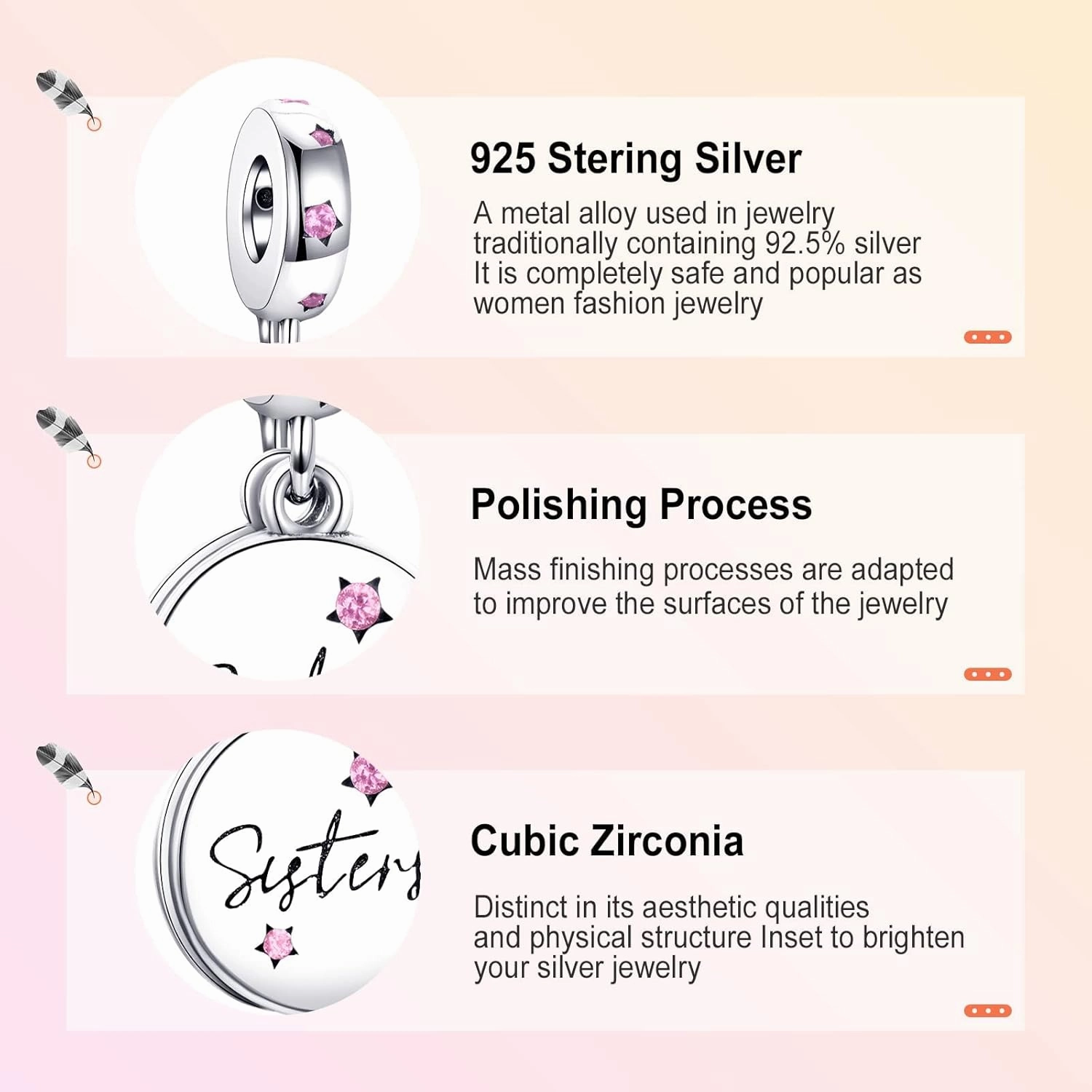 Annmors Silver Charms for Bracelets S925 Love Heart Mom Birthday Dangle for Women Bracelet & Necklace Pendant