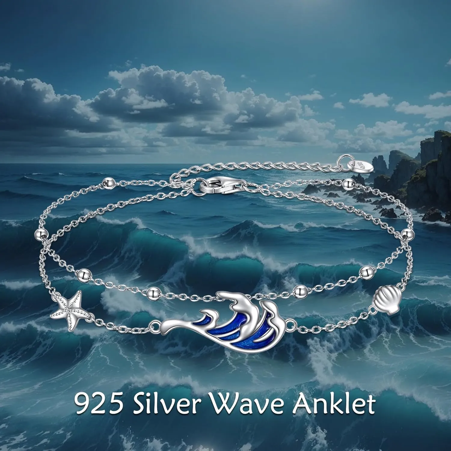 AOBOCO Sterling Silver Anklet for Women Crystal Butterfly Dragonfly Evil Eye Ankle Bracelet