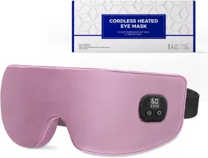 Aroma Season Silk Heated Eye Mask Cordless, 1500mAh Warm Eye Compress for Dry Eyes, Blepharitis, 4 Time Levels and 4 Temperature Settings, Washable (Light Purple Pink)