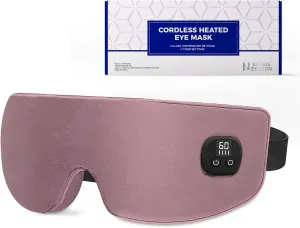 Aroma Season Silk Heated Eye Mask Cordless, 1500mAh Warm Eye Compress for Dry Eyes, Blepharitis, 4 Time Levels and 4 Temperature Settings, Washable (Mauve Pink)