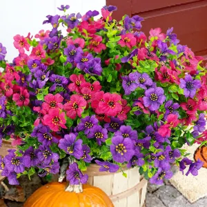 Artificial Flowers for Outdoor, 20 Bundle UV Resistant Fake Silk Flowers, Realistic Faux Plants for Outside Indoor Porch Patio Window Box Planter Home Decor (Purplerosy)