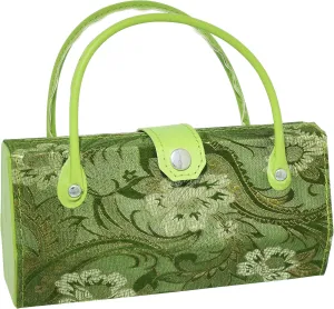 Asian Silk Brocade Style Eyeglass Case Mini Handbag Design Blue Pink Purple Sage