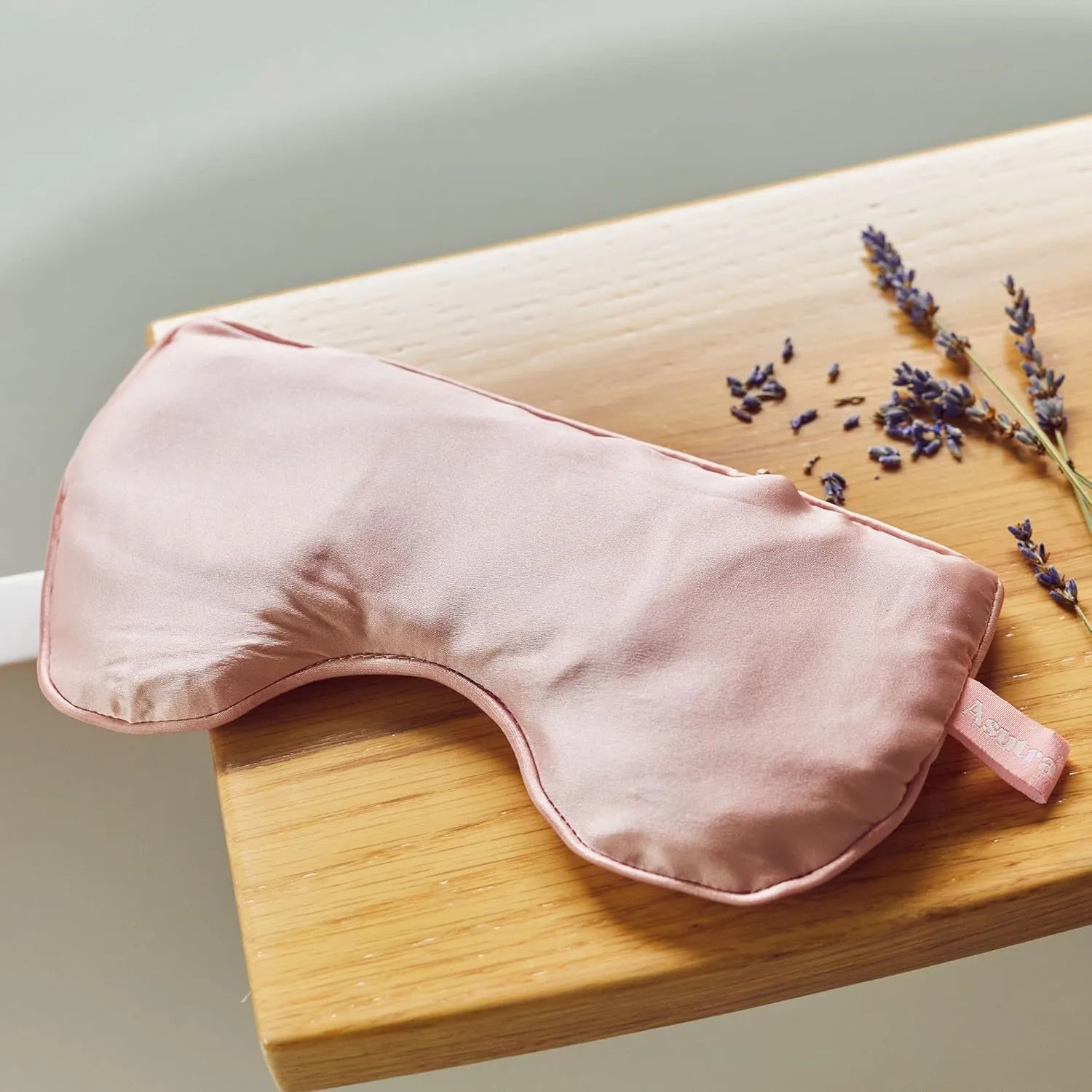 ASUTRA Silk Eye Pillow for Sleep, Light Pink - Filled w/Lavender Buds & Flax Seeds, Weighted Eye Mask, Meditation & Light Blocking Blindfold, Cooling Gel Mask Included