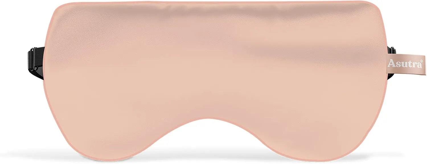 ASUTRA Silk Eye Pillow for Sleep, Light Pink - Filled w/Lavender Buds & Flax Seeds, Weighted Eye Mask, Meditation & Light Blocking Blindfold, Cooling Gel Mask Included