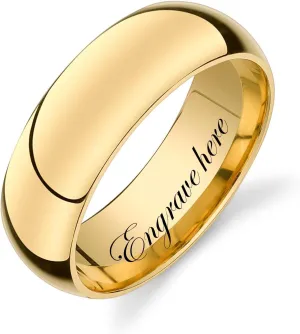Authentic Solid Gold Wedding Band for Women & Men - Personalized 2/4/6/8MM Size 4-15 Classic Womens Mens Gold Band for Wedding & Engagement