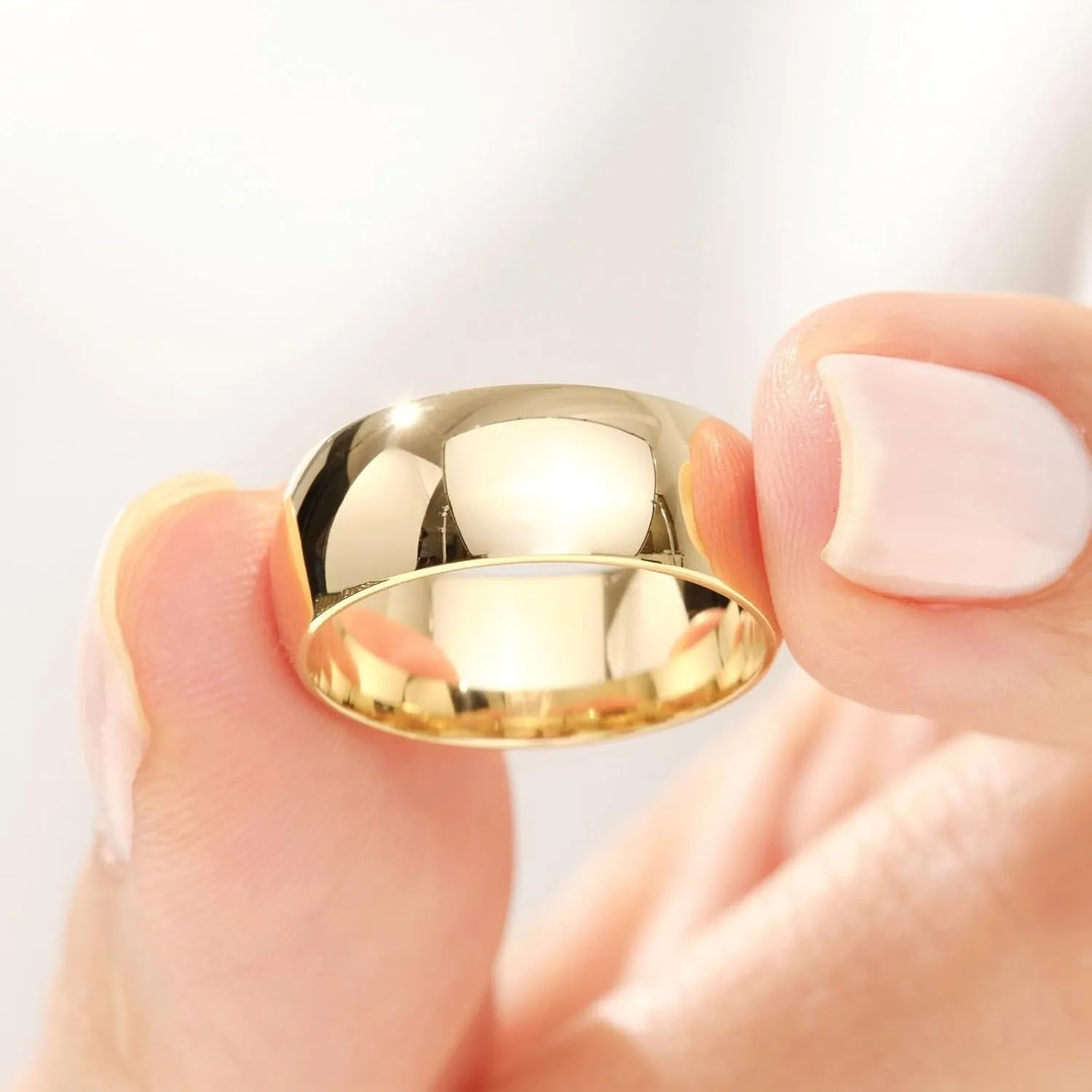 Authentic Solid Gold Wedding Band for Women & Men - Personalized 2/4/6/8MM Size 4-15 Classic Womens Mens Gold Band for Wedding & Engagement