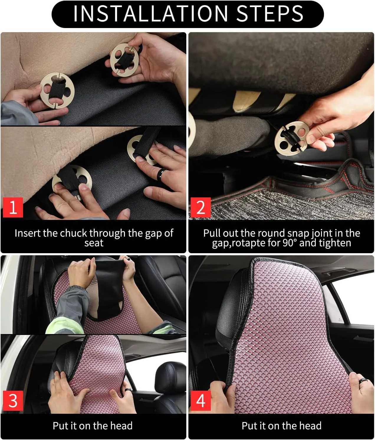 Auto Newer Car Seat Cover, Breathable Mesh, Universal Fit, Car Seat Protector, Pink, 2PCS