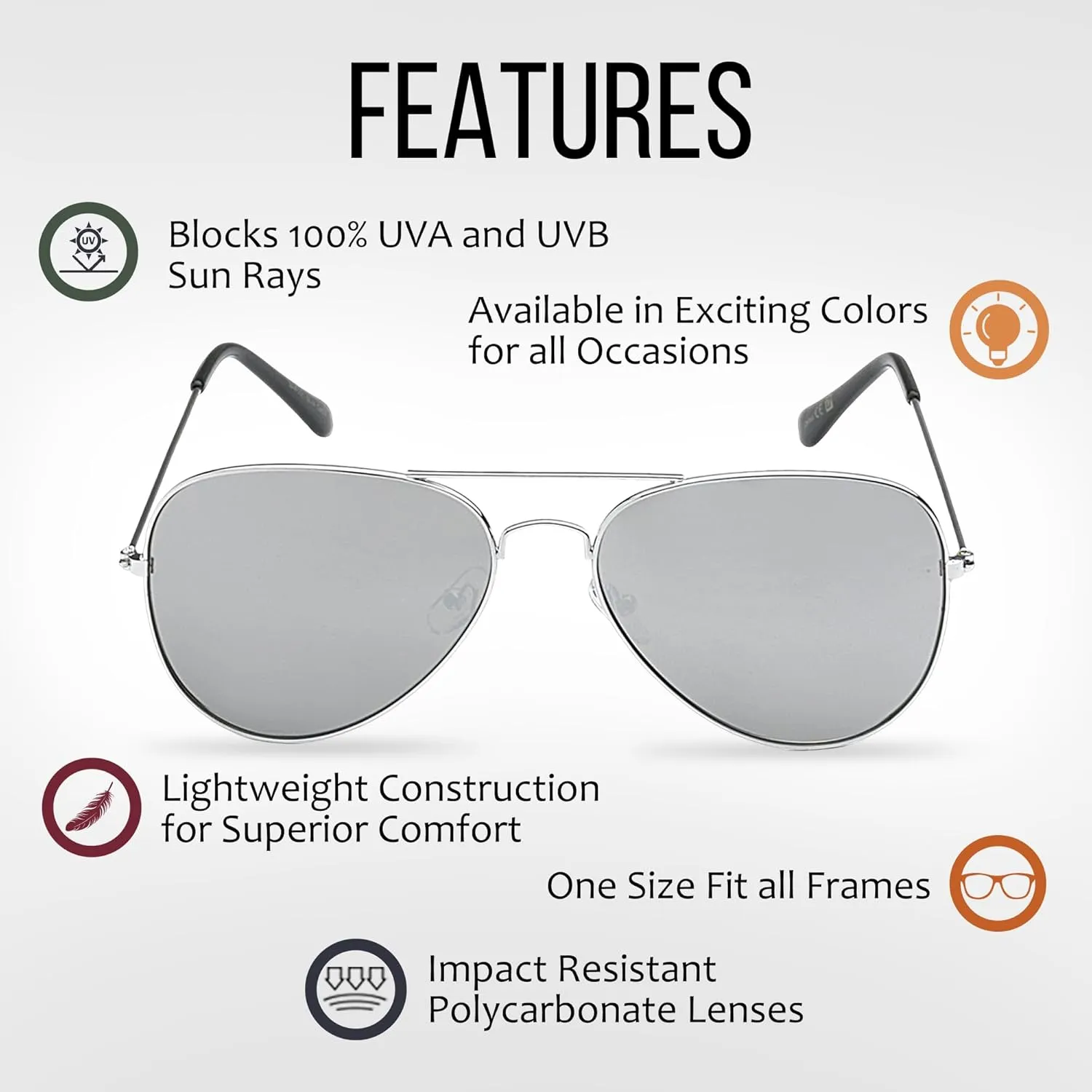 Aviator Sunglasses for Men & Women - 100% UV Protection Classic Pilot Aviator for Mens - Sunglasses Pack of 4
