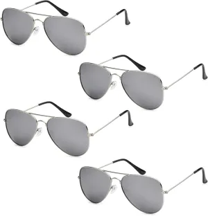 Aviator Sunglasses for Men & Women - 100% UV Protection Classic Pilot Aviator for Mens - Sunglasses Pack of 4