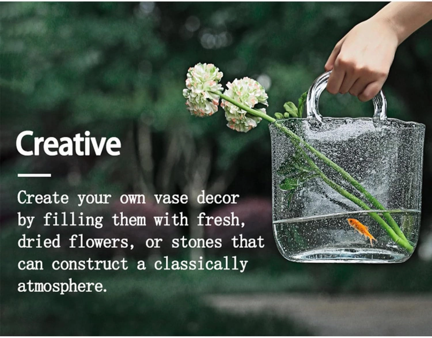 Bag Flower Vase, Glass Vase Bubbles Purse Vase with Fish Bowl Handbag Flower Vase, Decor Glass Vase for Photo/Birthday/Home Décor,Style1-Pink