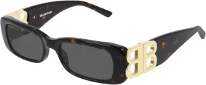Balenciaga BB0096S Shiny Dark Havana/Green One Size