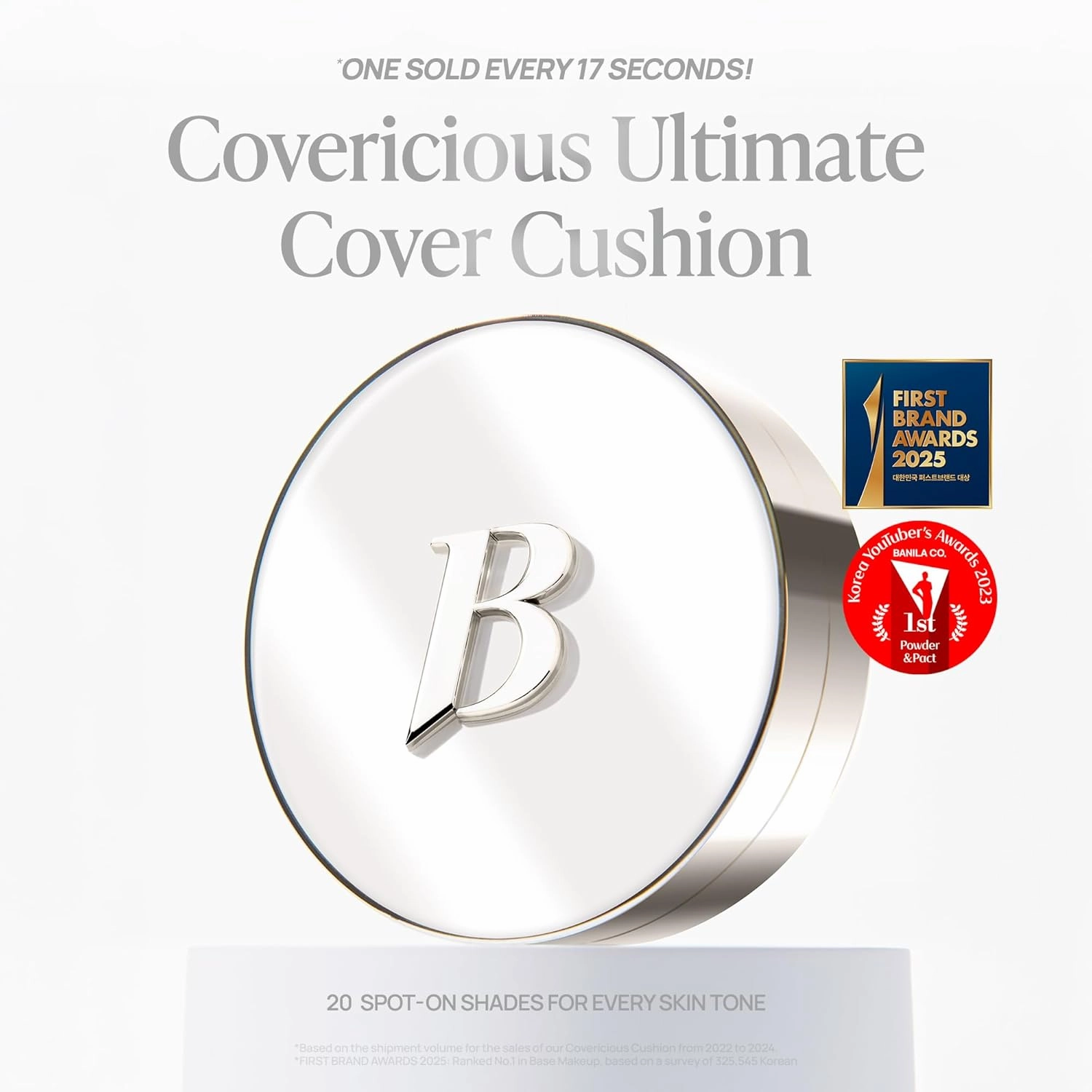 BANILA CO Covericious Ultimate Cover Cushion | Up to 100HR Long-Wear Foundation | 20 Shades for All Skin Tones | Matte & Lightweight Finish | Korean Cushion Foundation (14g / 0.49 oz), 25C AMBER