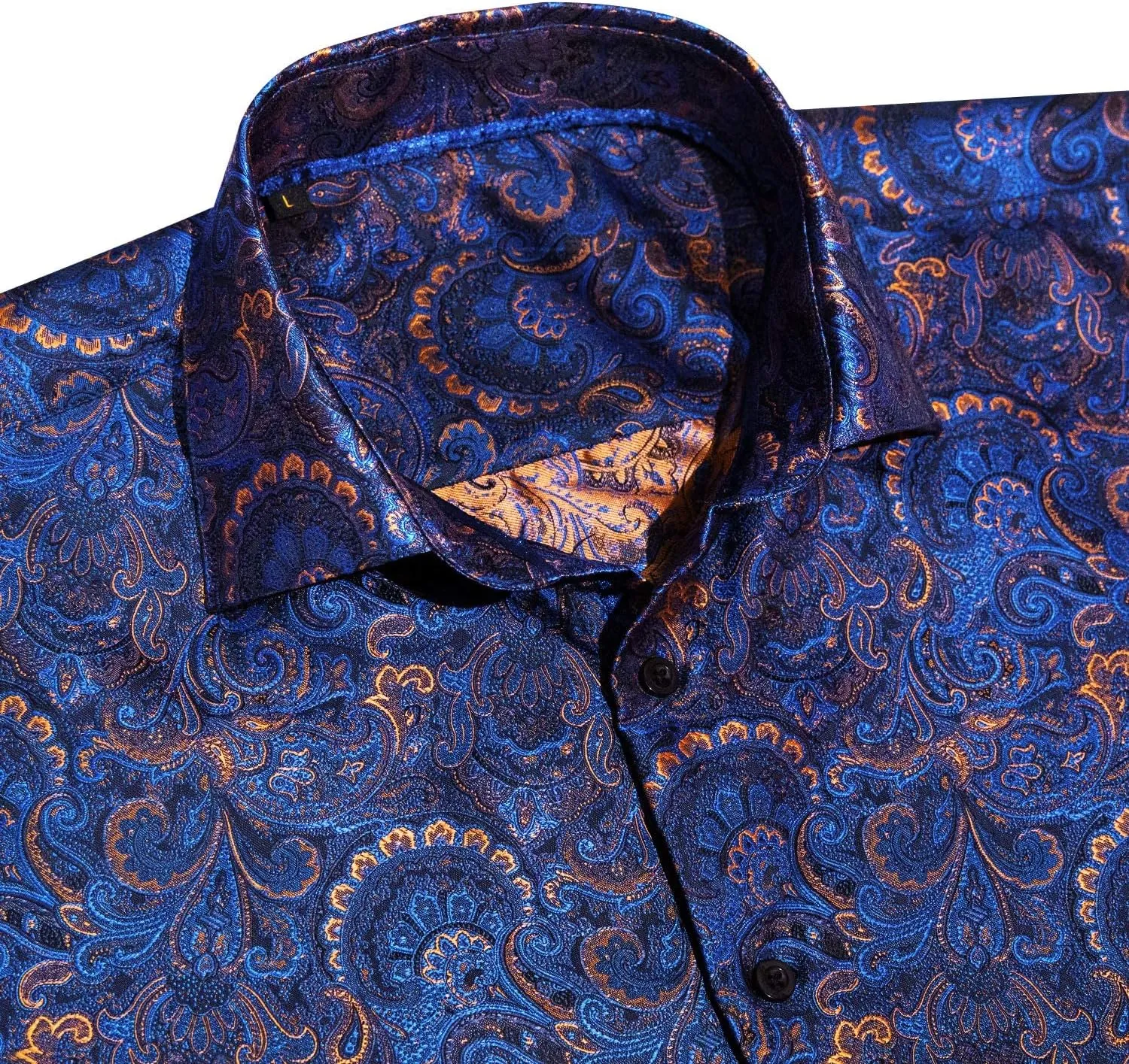 Barry.Wang Mens Western Shirts Silk Paisley Long Sleeve Button Down Dress Shirt Designer Mexico Cowboy Shirt Party Casual
