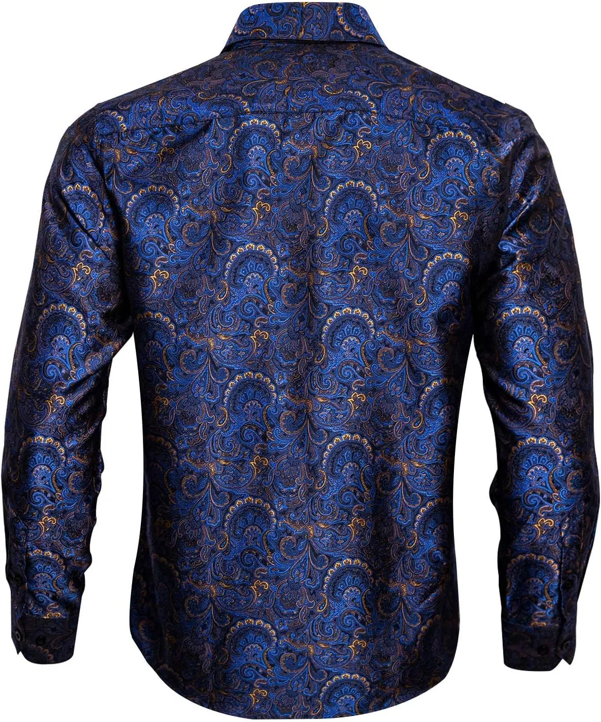 Barry.Wang Mens Western Shirts Silk Paisley Long Sleeve Button Down Dress Shirt Designer Mexico Cowboy Shirt Party Casual