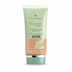 Base Radiante 6 en 1 Hipoalergenica Maquillaje Ana Maria Cosmeticos Colombia | Radiant Foundation 6 Benefits in 1 hypoallergenic 1.77oz-50gr (Medio Oscuro | Medium Dark)