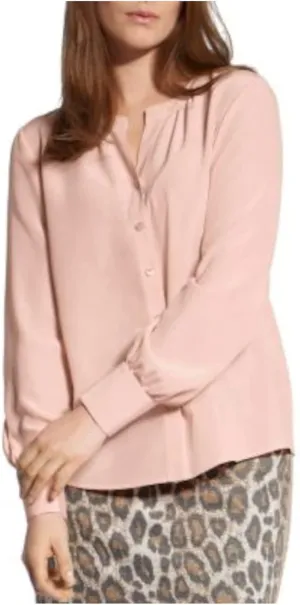 Basler Womens Plus Silk Button Up Blouse Pink 6