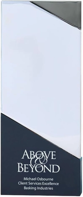 Baudville Reflective Silver Mirror Metal Trophy - Personalized Imprinted Up to Three Lines and Pre-Written Verse Selection - Comes in Gift Box