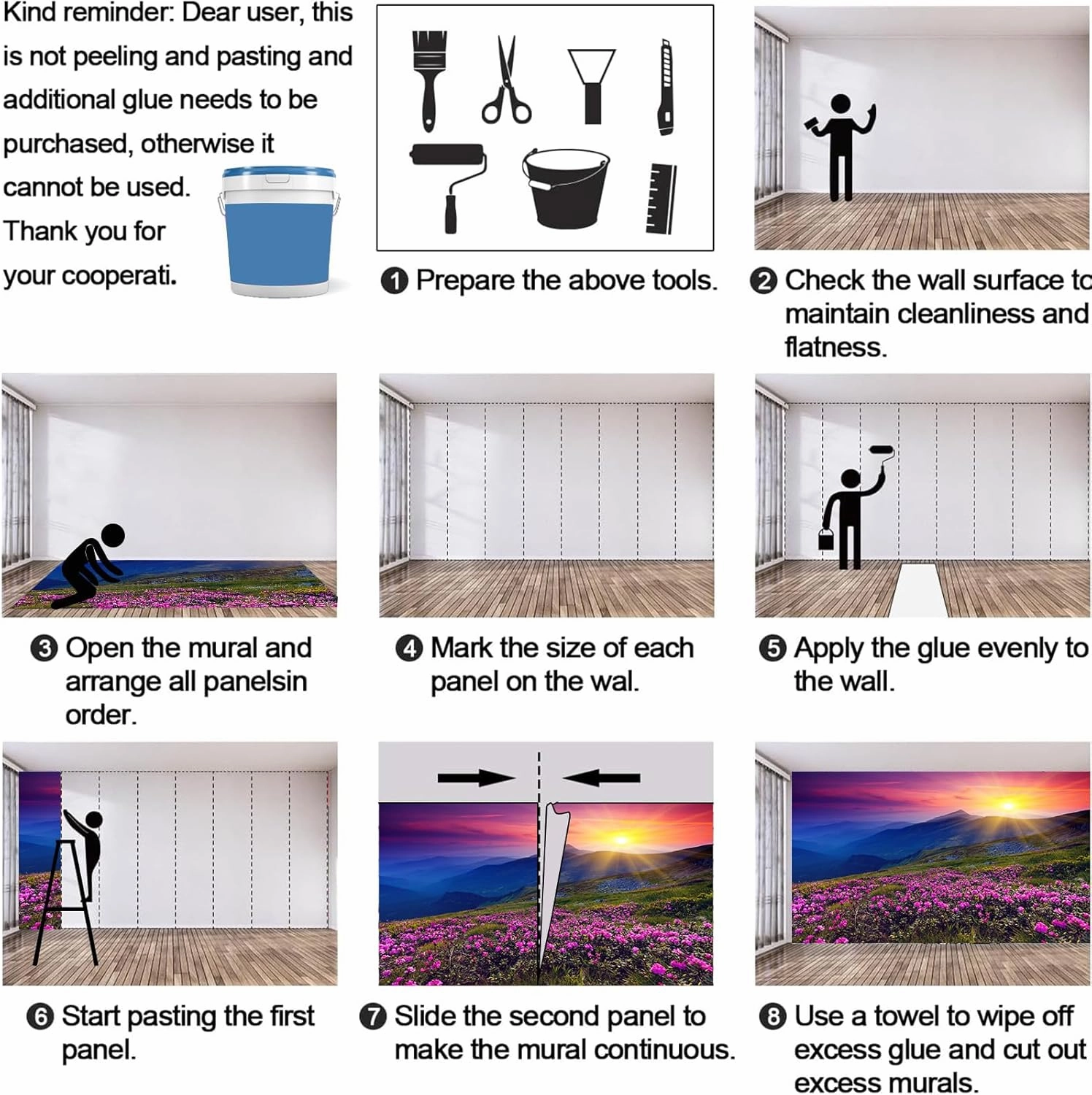 Beautiful Pink Flower Field Wall Murals Alpine Land scape At Dusk and Sunset Art 3D Wall Mural 3D Wall Photo Mural Fill Wall Holes High Resolution for Office Hotel Apartment - 78.7"W x 55.2"H