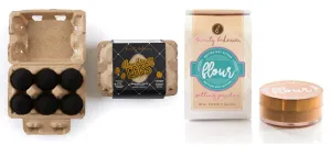 Beauty Bakerie Flour Setting Powder for Foundation, 0.5oz, Almond (Chestnut)   Blending Egg Beauty Sponge Cosmetic Face Blender Sponge Applicator, 6 Pack Set, Black Egg-cellence, 2 Pack Bundle