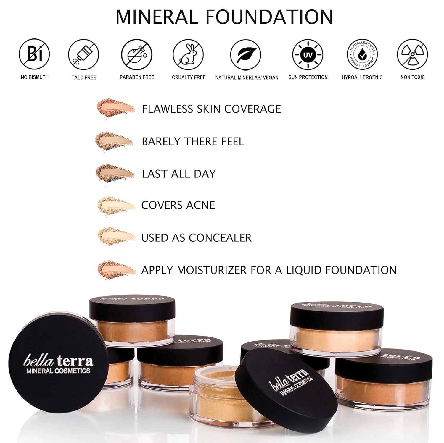 Bellaterra Cosmetics Mineral Powder Foundation | Long-Lasting All-Day Wear | Buildable Sheer to Full Coverage – Matte | Sensitive Skin Approved | Natural SPF 15 (Nutmeg) 9 grams